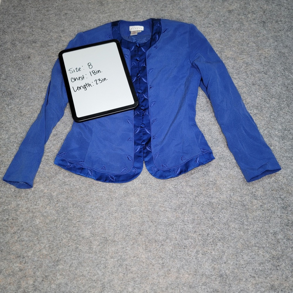 Adrianna Papell Silk Blend Jacket Size‎ 8 Blue Occasion Wear Blazer